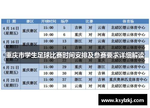 重庆市学生足球比赛时间安排及参赛要求详细解读